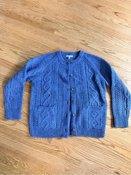 Alex Mill Sweaters - Alex Mill Blue Cable Knit Button-Up Cardigan